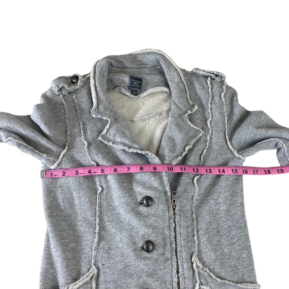 Seventy Two Changes Women’s Sz M Jersey Top Button Jacket Gray 3/4 Sleeve Biker - Picture 8 of 15